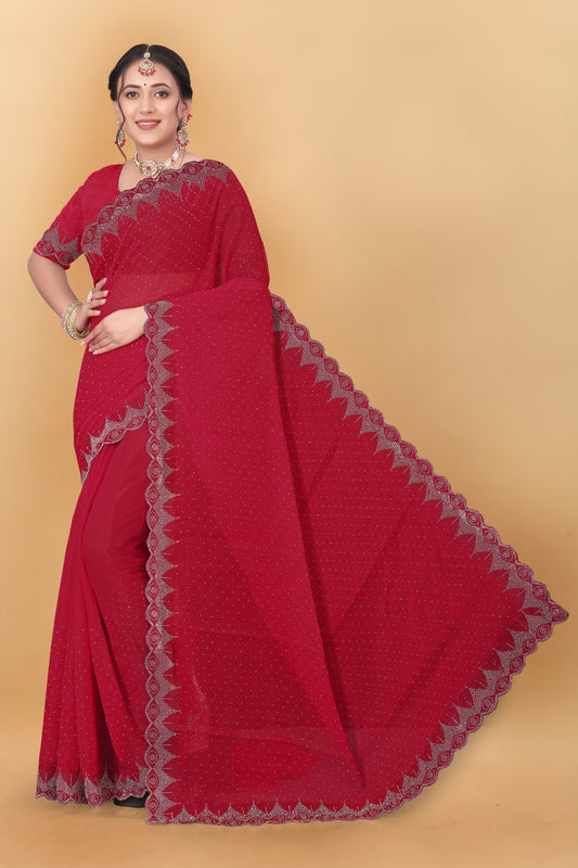 Simmer Designer Saree With Siroski Work & Border Saree