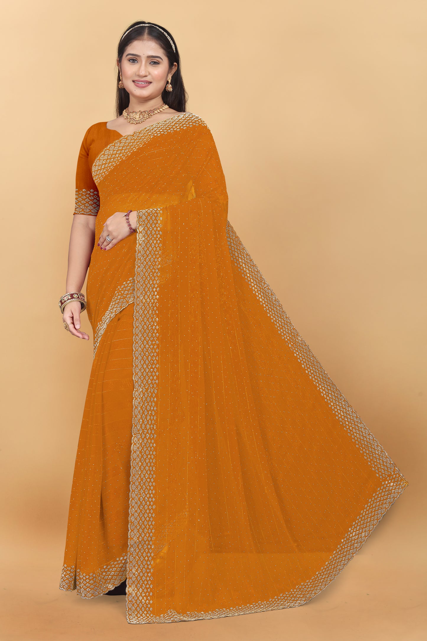 Simmer Designer Saree With Siroski Work & Border Saree