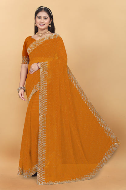 Simmer Designer Saree With Siroski Work & Border Saree