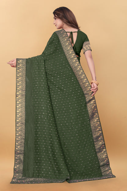 Vichitra Pure Blooming With Siroski Work & Lace Border Saree