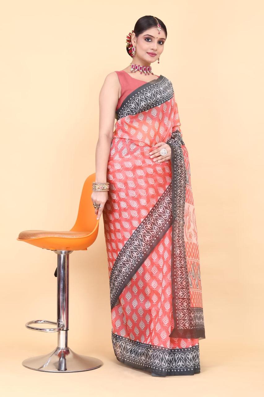 Delicate Allure Digital Print Organza Saree