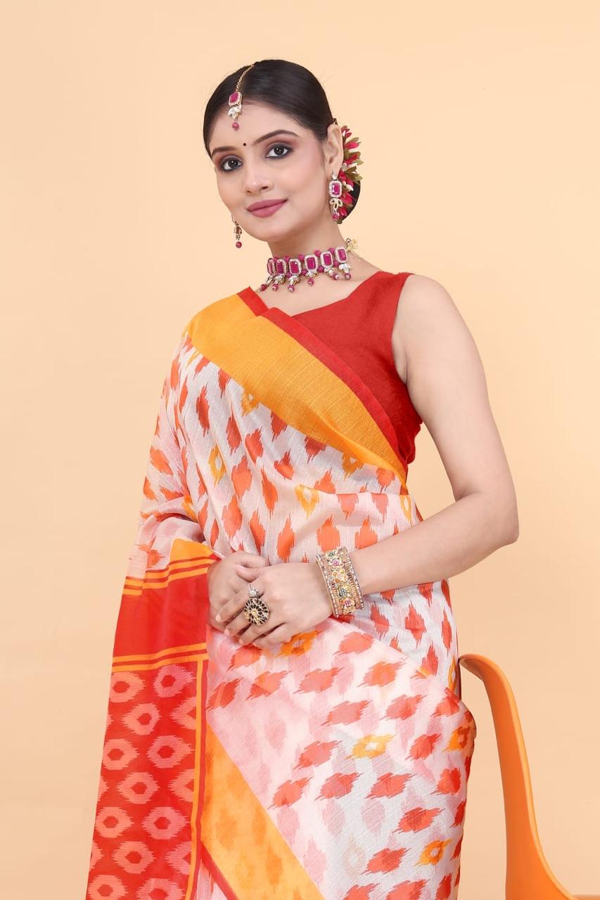 Delicate Allure Digital Print Organza Saree