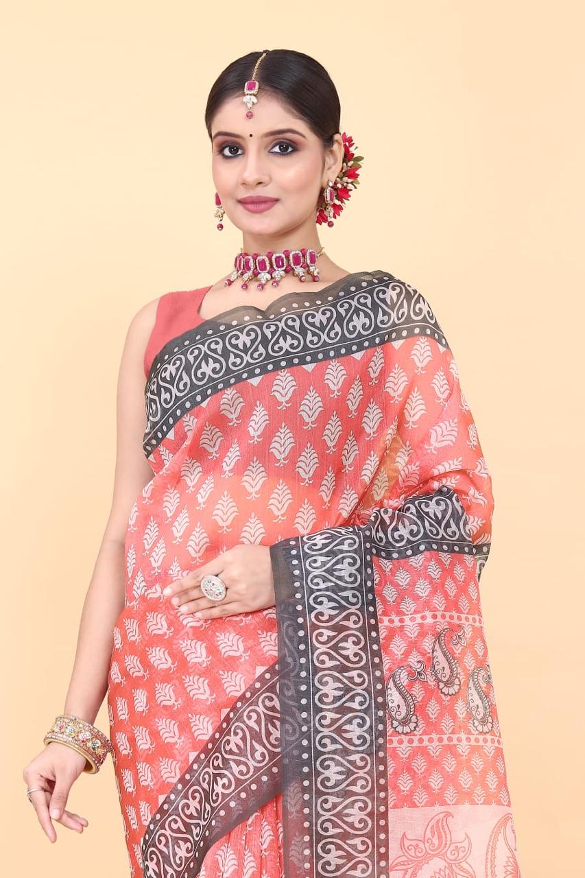 Delicate Allure Digital Print Organza Saree