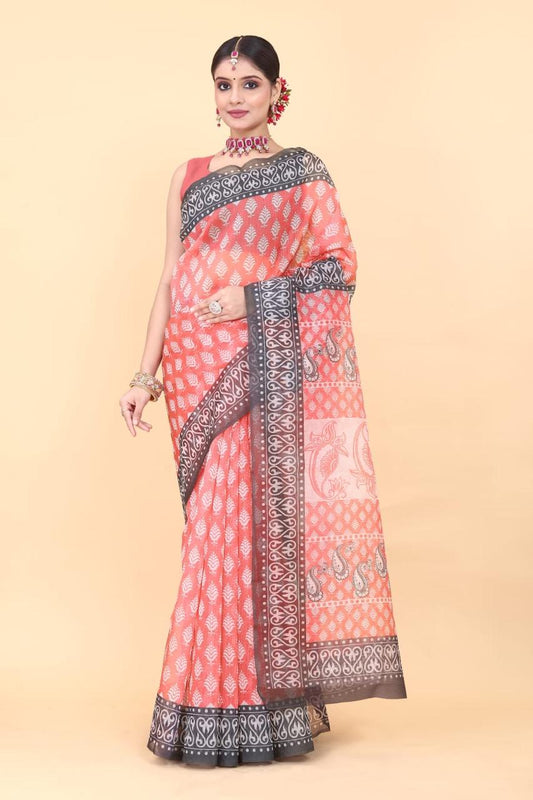 Delicate Allure Digital Print Organza Saree