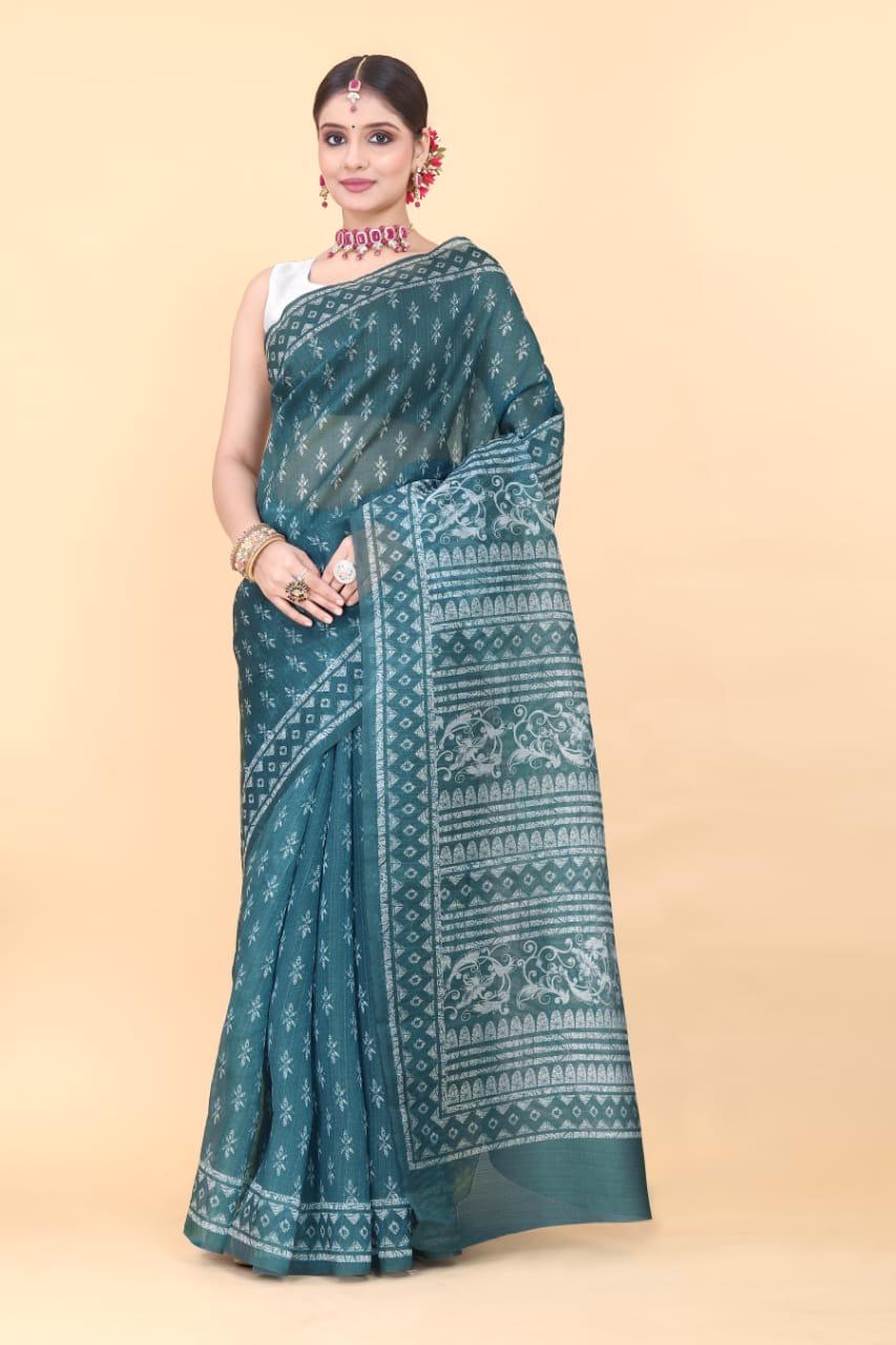 Delicate Allure Digital Print Organza Saree