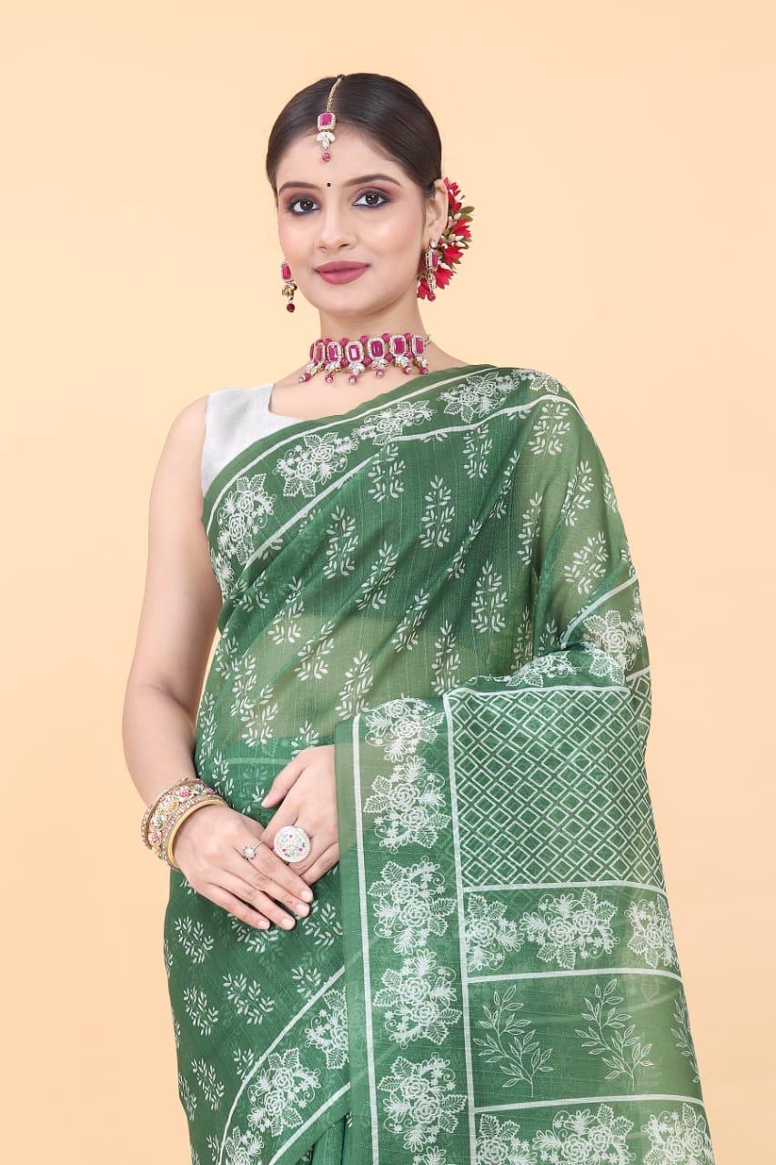 Delicate Allure Digital Print Organza Saree